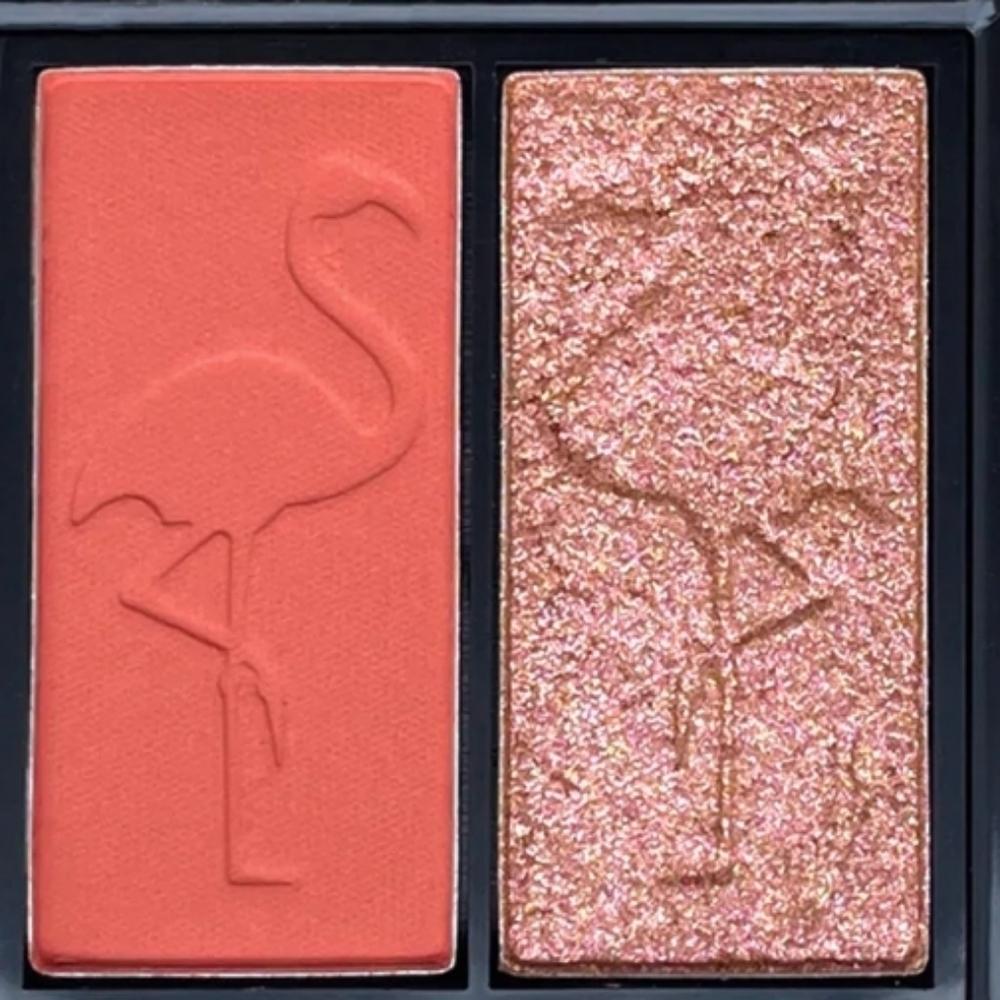 Shaina B Free Eye shadow Duo glittery pink & a vibrant coral New